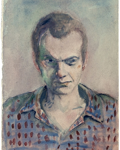 Ivo Lenščak, Avtoportret, akvarel, papir, zasebna last Ivo Lenščak, Avtoportret, akvarel, papir, zasebna last