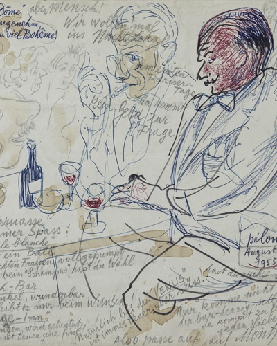 Brez naslova (Schuppner), 1955, mešana tehnika, papir, 20,7 x 27,1 cm