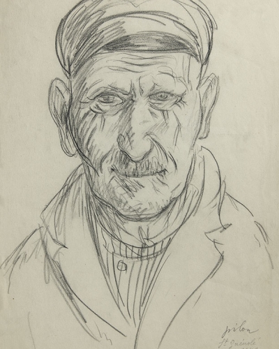 Brez naslova (Saint Guénolé), 1949, oglje, papir, 48,5 x 31,2 cm