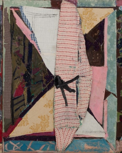 Emerik Bernard, Snov in geometrija, 1991, akril-montaza, 130x300 cm, foto Arne Brejc