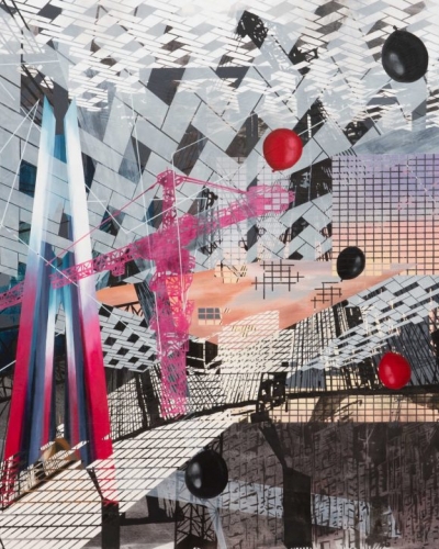 Suzana Brborović, Bridge countries-Idealisation, 2018, akril, tuš, platno, 190 x 240 cm Suzana Brborović, Bridge countries-Idealisation, 2018, akril, tuš, platno, 190 x 240 cm